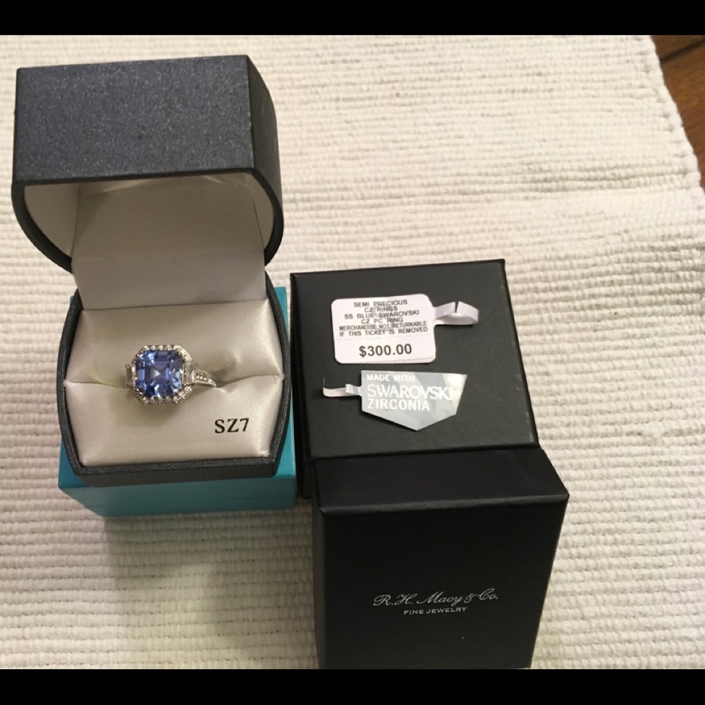 SWAROVSKI RING.  SS BLUE. NEW